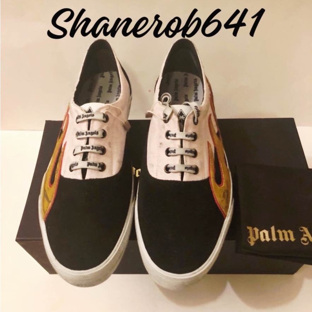 Palm Angels Flame Low Top Skater Sneakers Pink Black VNDS with tags